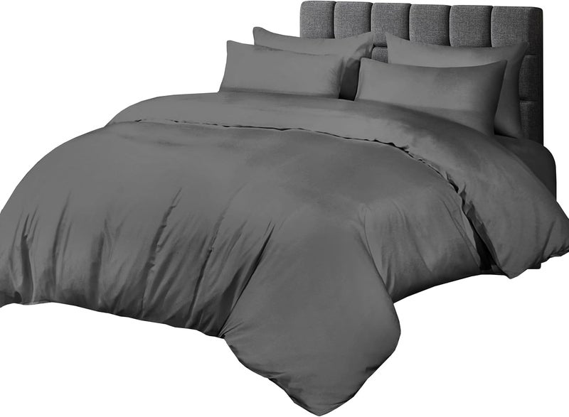 Siesta Zen مجموعة أغطية لحاف سييستا زين بريميوم 100% قطن مصري - مفرد 160x210 سم مع غطاء وسادة - رمادي - Image 2